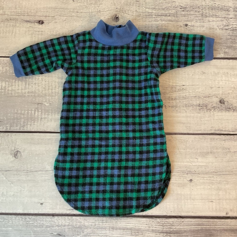 Pleasant Company American Girl Doll Blue Plaid Flannel Nightgown Sleep Shirt